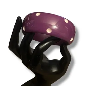 Vintage purple infused polka dot lucite bangle bracelet thumbnail 3