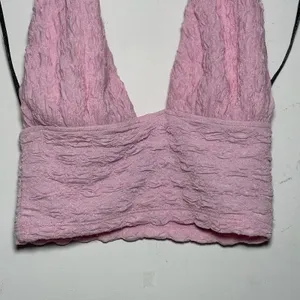DIVIDED by H&M‎ Pink Textured Halter Crop Top Size S thumbnail 7