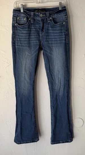 Stella in‎ Dreams Jeans Womens 9 29 Mid Rise Bootcut Sequin Pocket Denim SR116 thumbnail 1