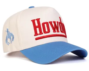 Howdy Cream Blue Embroidered Western Two-Tone Adjustable Baseball Cap thumbnail 1