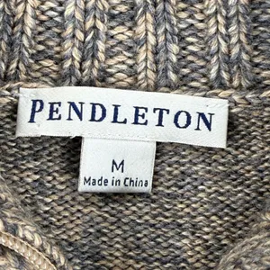 Pendleton Womens Brown 100% Merino Wool‎ Full Zip Cable Knit Cardigan Sweater M thumbnail 4