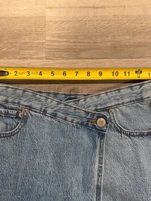 Aeropostale Womens Blue Denim Mini Wrap Skirt Pockets Frayed Hem Size 6 thumbnail 6