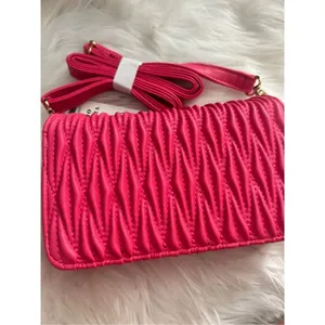 Valentino Orlandi Pink Quilted Crossbody Vegan Leather Purse Barbiecore thumbnail 3