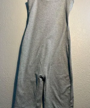 Bozzolo Gray Ribbed One-Piece Bodysuit SZ S Top Minimalist Y2K Petite Sleeveless thumbnail 1