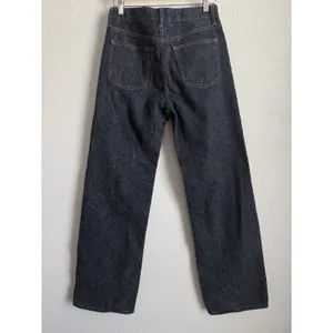 Zara Womens High Rise Wide Leg Rigid Denim Jeans Dark Raw Indigo Blue Size 2 thumbnail 2