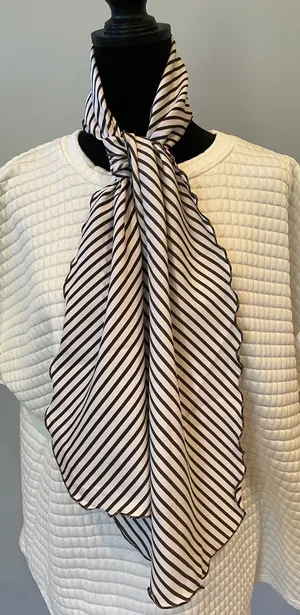 Striped Brown and White vintage Scarf thumbnail 1