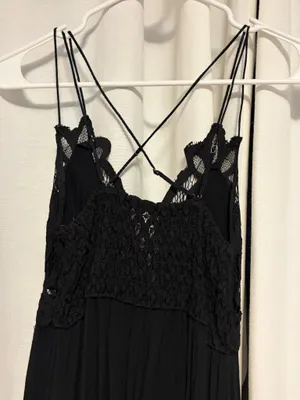 Free People Adella Slip Dress in Black thumbnail 3