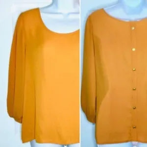 Brenda’s Button Back Blouse Mustard Yellow S thumbnail 2