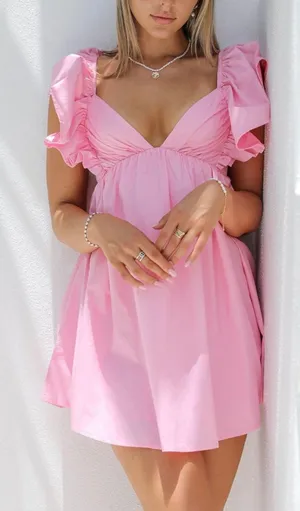 Amazon V Neck Knot Back Mini Dress thumbnail 1