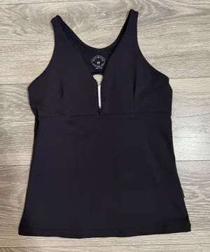 KOS USA Womens Black Supplex Lycra Racerback Activewear Tank Top Sz M‎ Zip Front thumbnail 1