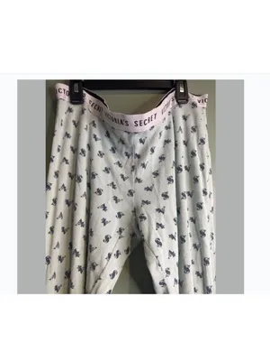 Victoria's Secret Waffle Knit Pajama set M Green Logo Soft Coquette thumbnail 3