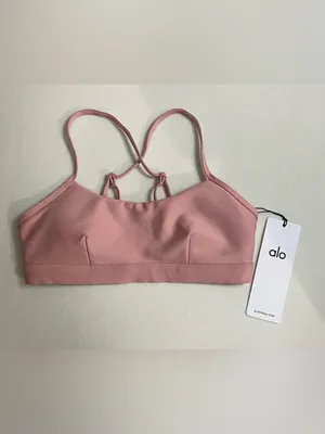 Alo Yoga NWT Airlift Intrigue Bra Vintage Pink Seamless Scoop Bralette Size S thumbnail 5