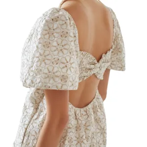 Anthropologie Maeve Smocked Tunic Floral‎ Embroidered Mini Dress Ivory Size XXS thumbnail 2