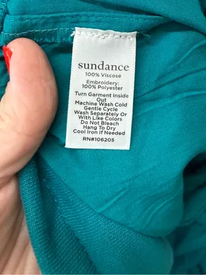Sundance Embroidered Teal Green Pants Sz M Crop Joggers Boho Festival Colorful thumbnail 4