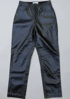 Abercrombie & Fitch 90s Straight Ultra High Rise Pants 28/6s Black Vegan Leather thumbnail 1