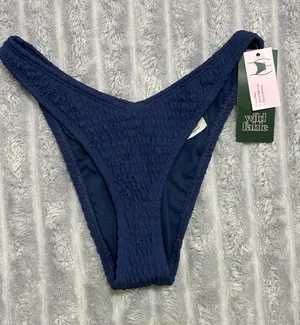 Wild Fable Smocked Bikini Bottom — Navy Blue — XS (0–2) thumbnail 1
