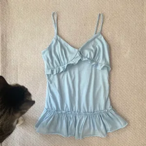 Y2k Light Blue Ruffle Cami Top Size M thumbnail 1