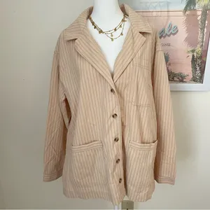 Free People We The Free Off Duty Striped Oversized Cotton Shirt XS thumbnail 4