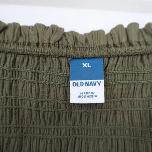 Old Navy Womens XL Olive Green Smocked Puff Sleeve Peplum Square Neck Blouse Top thumbnail 3