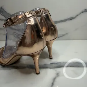 Sam Edelman Womens Rose Metallic Patti Heels Sz 9.5 Strappy Classic Minimal FLAW thumbnail 4