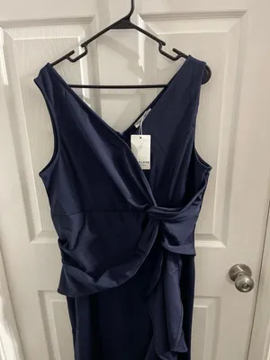 BeryLove Formal Evening Midi Ruffle Dress Navy Size 2XL New With Tag thumbnail 4