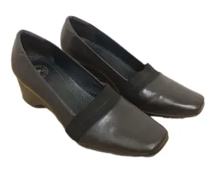 NURTURE Brown Leather Square Toe Heel Pump Wedge Chunky‎ Block Heel Size 9.5 thumbnail 1