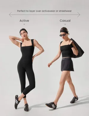 Glowmode FeatherFit Full Underarm Square Neck Tank Top Yoga Pilates Low Impact thumbnail 2