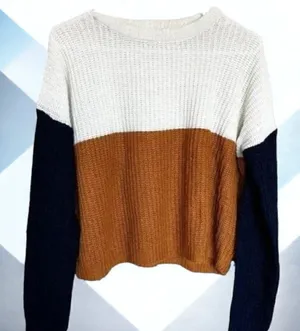 Say What? Color Block Chunky Knit Pull Over Sweater Size Medium thumbnail 1