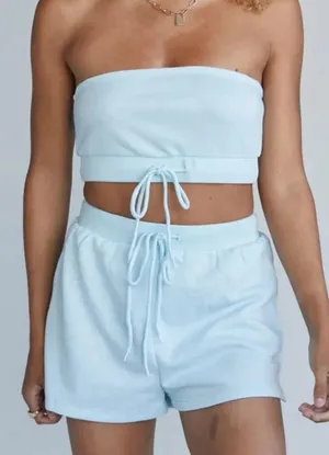 Princess Polly Sophie Baby Blue Lounge Shorts thumbnail 1