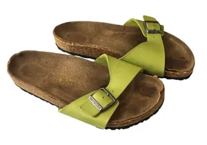 Birkenstock Madrid Sandals Slides Lime Green Birko Flor 39 US Womens 8 thumbnail 1