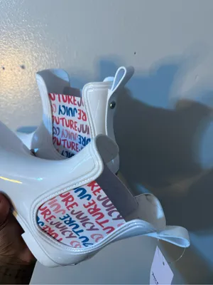 Juicy Couture White Chelsea Rain Boots with Multicolor Logo Panels thumbnail 2