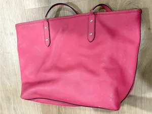 Coach Canvas Shoulder Bag Red Color With Silver Hardware thumbnail 3