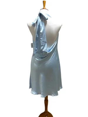 Altar’d State Satin Tie Halter Slip Dress Blue Size XXL NWT Wedding Glam Prom thumbnail 9