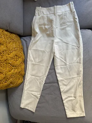 ZARA Cream Trousers High-Waisted thumbnail 3