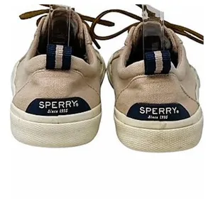 SPERRY Crest Vibe Oat Beige Linen Sneaker Cowhide Leather Laces ~ Women's Size 8 thumbnail 9