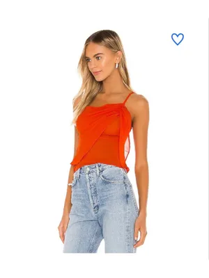 Superdown Revolve Abbey Ruched Cami Top Semi Sheer Poppy- Size XS thumbnail 10