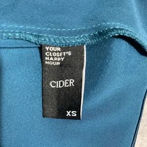 Cider Satin Cowl Neck Mini Dress‎ Womens XS Teal Blue Spaghetti Strap Tie Waist thumbnail 6