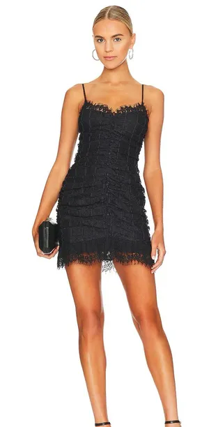 NWT For Love and Lemons Kleid Samira Black Lace Mini Dress Size 2X thumbnail 1
