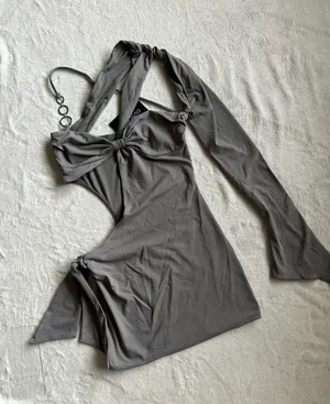 Outcast Clothing Zarah Mini Dress Charcoal thumbnail 5