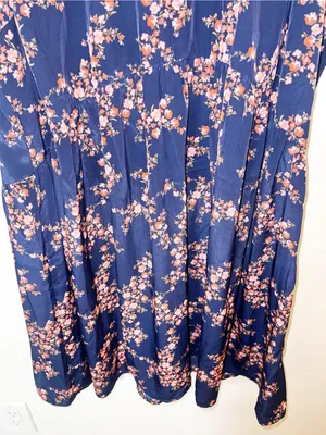 Old Navy Fit & Flare Navy Blue Dress with Pink Floral Print thumbnail 3