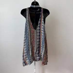 Free People S Blue Orange‎ Paisley Halter Trapeze Dress Y2K Boho Summer thumbnail 6
