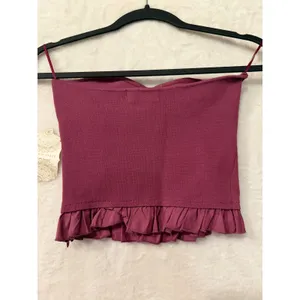 Altar'd State NWT Berry Purple Corset Style Ruffle Hem Tube Top Womens Medium thumbnail 5