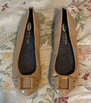 Dr Scholl’s “Glowing” Memory Foam Cool Fit Buckle Beige Flats thumbnail 1