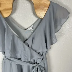 NEW Baltic Born Kristina Chiffon Dusty Blue Maxi Formal Dress Size XL Tie Waist thumbnail 2