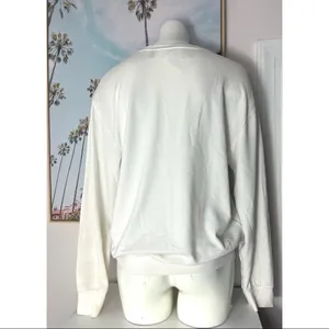 Topshop Tee & Cake Off White Graphic “Your Place or Mine” Sweatshirt Size 8 thumbnail 3