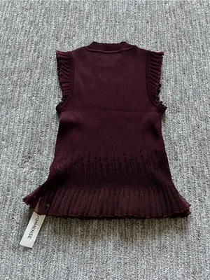 Commense Ribbed Knit Ruffle Top size XS NWT Red thumbnail 2