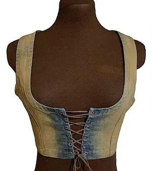 Finesse Lace up Denim Corset Bustier Cassidy Top thumbnail 1