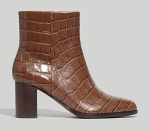 Madewell The Mira Side-Seam Ankle Boot in Croc Embossed Leather thumbnail 1