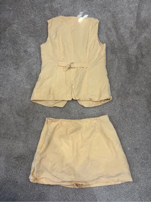 Paper Heart Linen Blend Vest and Skort Set Light Yellow Medium Linen Set thumbnail 3