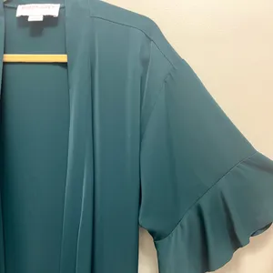 Birdy Grey Robe Dress Ruffle Detail Waist Tie Emerald Green Size M / L thumbnail 6